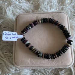 Elegant Colorful dark tourmaline donut shape beads bracelet 