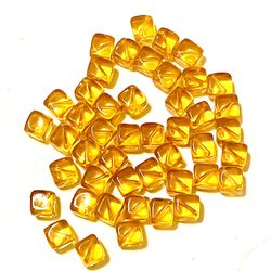 Lot Of 47 Citrine Cubed Beads
