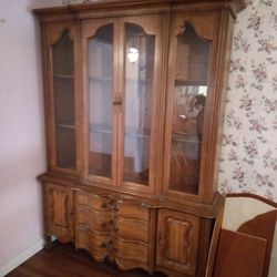Beautiful Display Cabinet Antique Wood And Glass