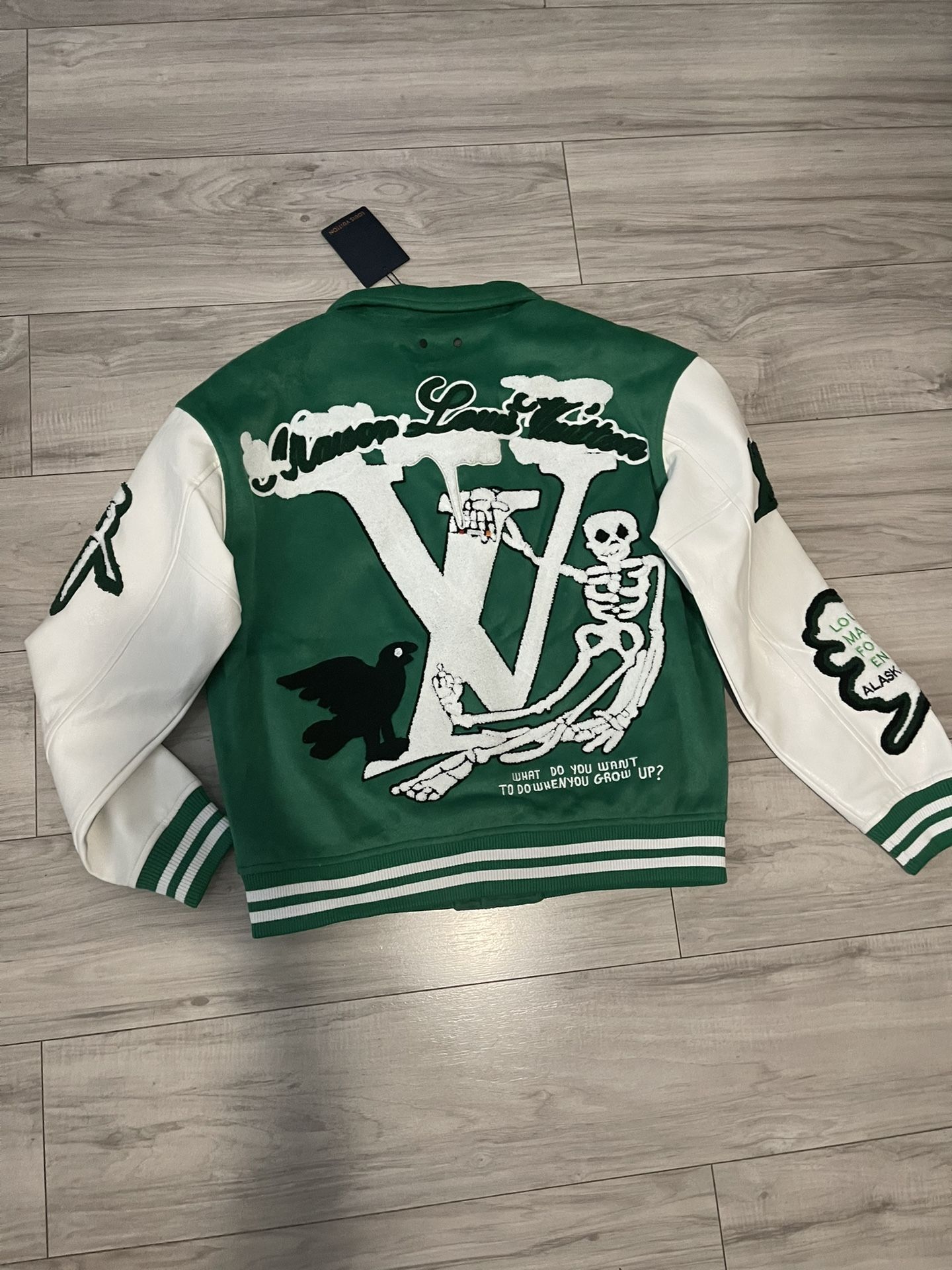 ✨ New Louis Vuitton Varsity Leather green Jacket