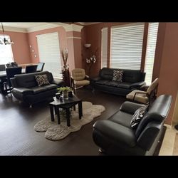Black Sofa Set 3pcs Black 