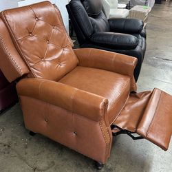 New assembled Recliner Chair, Single Sofa Recliner Chair with Wingback, Leather Accent Chair with Rivet Decoration for Living Room Bedroom Club Cafe, 