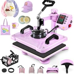 AKEYDIY Heat Press Machine 5 in 1 Combo 12x15 Inch Shirt Press Machine Heat Press Sublimation Machine for T-Shirts, Hats Caps Tumblers Glass Cans Mugs