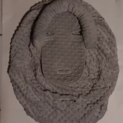 gray soft minky dot car seat cover/canopy and baby headrest $10 FIRM 