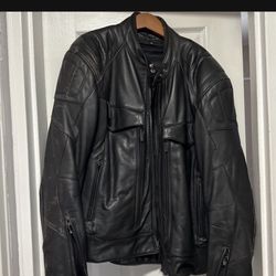 Motorcycle Jacket, Heavy, Leather, Removable Liner, Shoulder, Elbow, And Back Pad