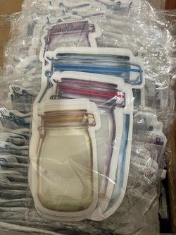 Fireboomoon each bag 4 types each have 5 PCS Multi-Size Mason Jar Bottle Pattern Zipper Bags,Reusable Airtight Seal Leak-Proof Portable Food Snack Sav