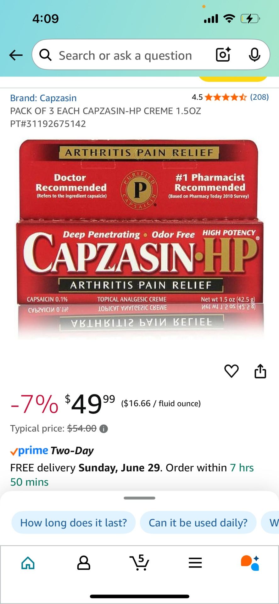 Capzasin Cream