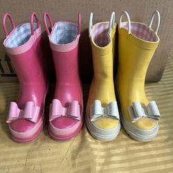 Girls Rubber Rain Boots - Yellow Size 9C