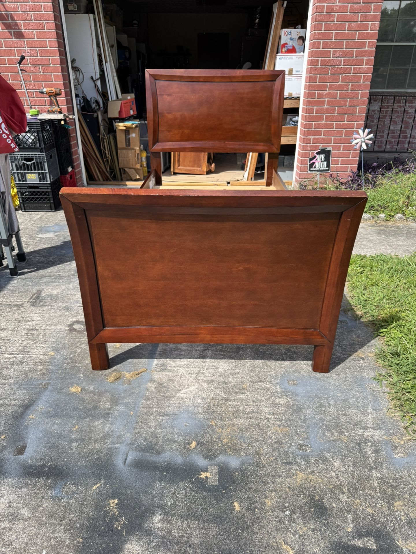 Twin Size Maple Storage Sleigh Bed