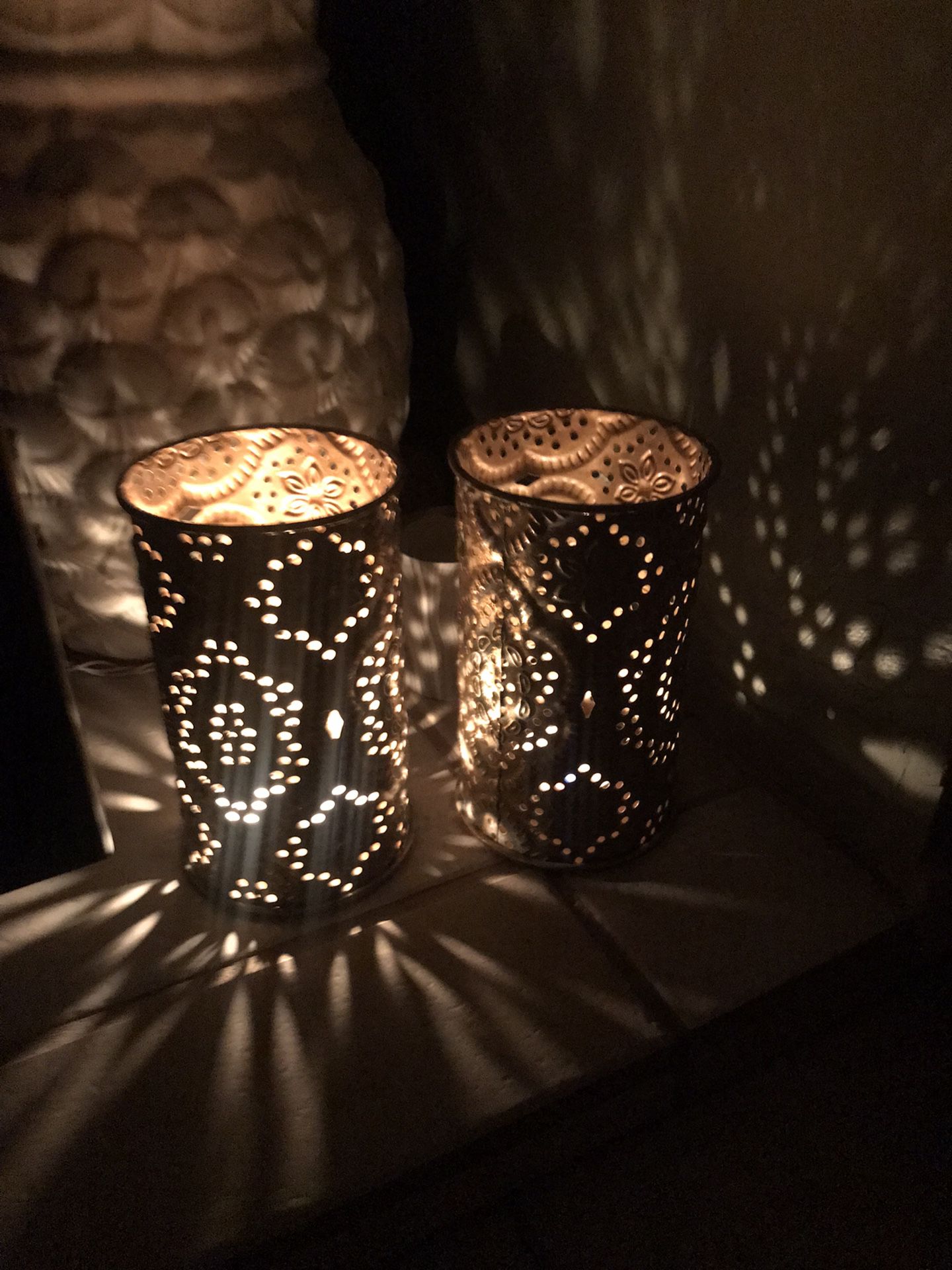 2 Punch Tin Candle Holders 