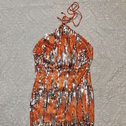 Orange Sequin Dress from Fashion Nova 