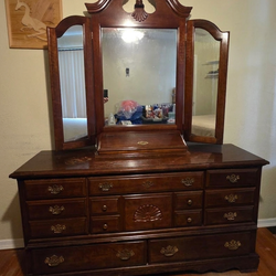 American Drew "Cherry Grove" Triple Dresser & Tri-Fold Mirror