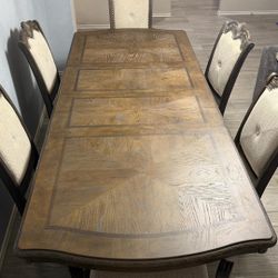 American Furniture Wood Table Six Chairs Set