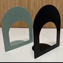 IKEA BOTTNA Bookends Pair Grey Green Anthracite Metal Book Ends Discontinued