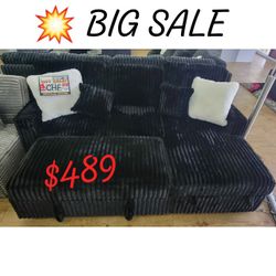 Black Or Brown Corduroy Sectional Sleeper Sofa With Pull Out Bed 