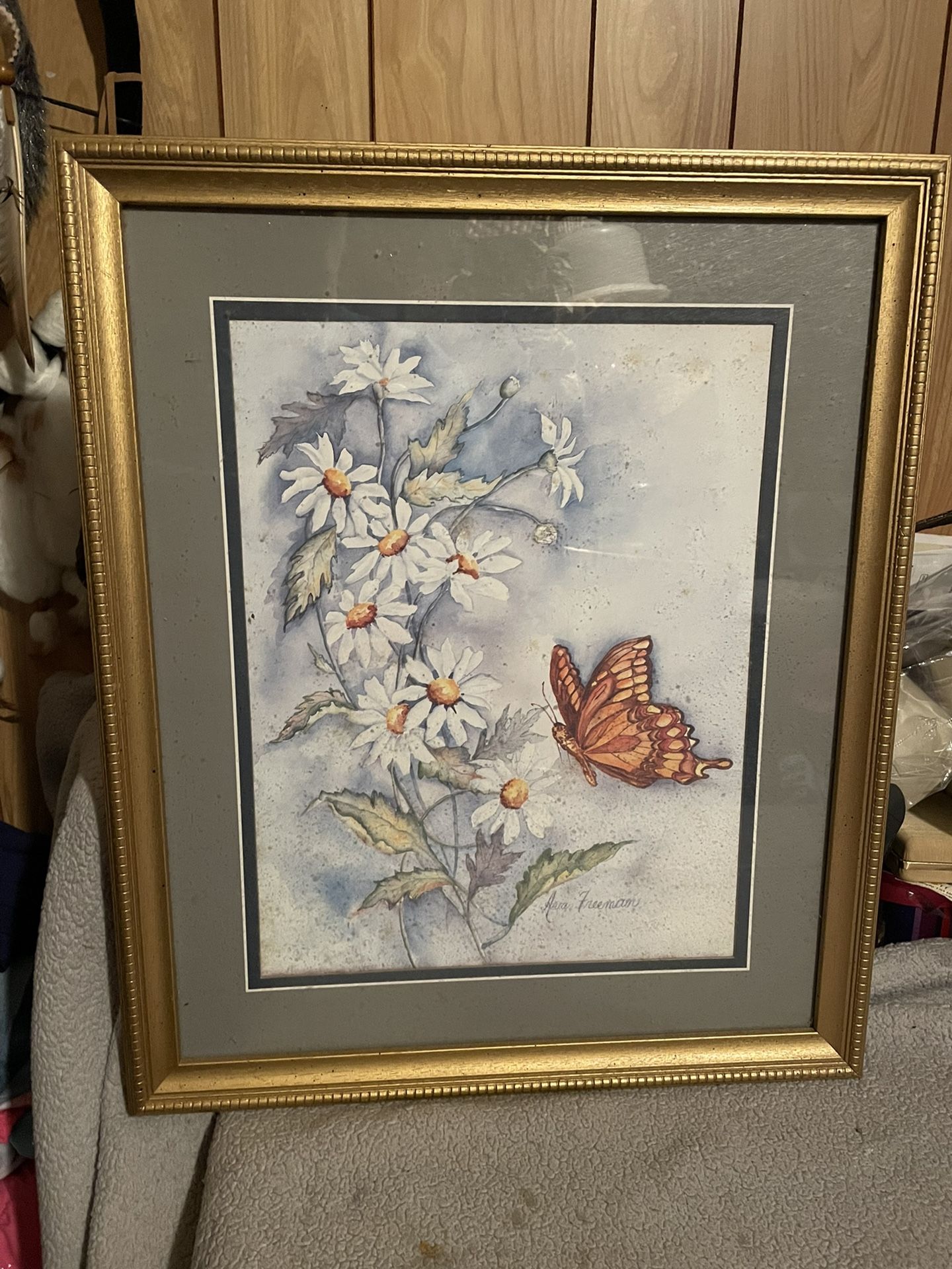 Vintage Home Interior Framed Picture Butterfly