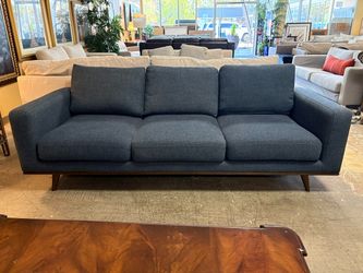 Dark Blue Fabric Modern 3-Seat Sofa