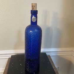 Vintage Empoli Genie Cobalt Blue Glass Bottle 12”T