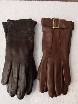 Women's two pairs leather gloves Size 7 1/2