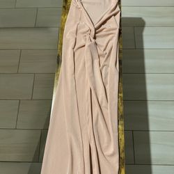Blush Pink Strapless Maxi Dress – Shimmer, Draped Front