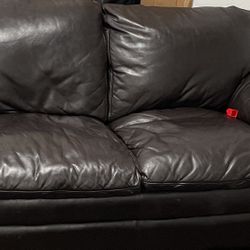 Two Matching Genuine Leather Couches