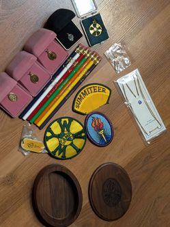 Vintage LDS Young Women Lot Personal Progress Medallions Patches 14k GF Chain Box