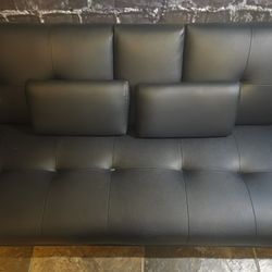 Black Bonded Leather Couch ( Not Real Leather) New