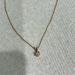 14k Gold Necklace With Diamond Charm