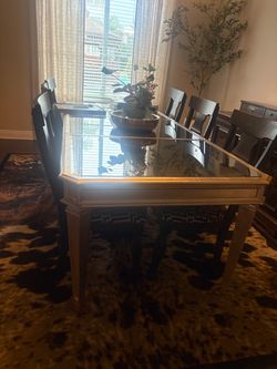 Z gallerie style gold and mirrored dining table