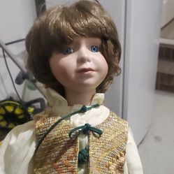 Vintage 16" Marian Yu Boy "Nicha" brown hair doll
