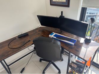 Office Desk and Leather Chair