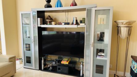 Entertainment Center Wall Unit with Glass Doors