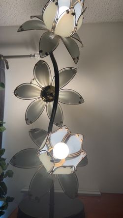 Black and grey vintage table top lotus lamp