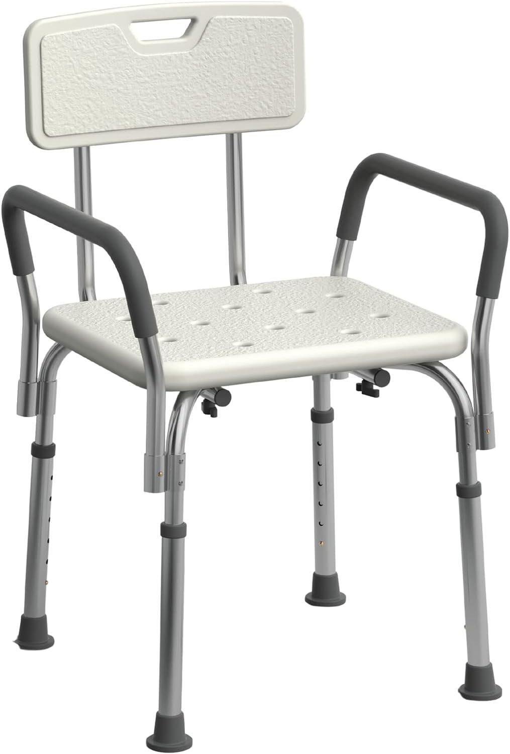 Medline Shower Chair Seat with Padded Armrests and Back Heavy Duty Shower Chair for Bathtub Slip Resistant Shower Seat with Adjustable Height Shower C