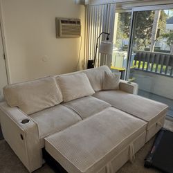 White Ribbed Couch