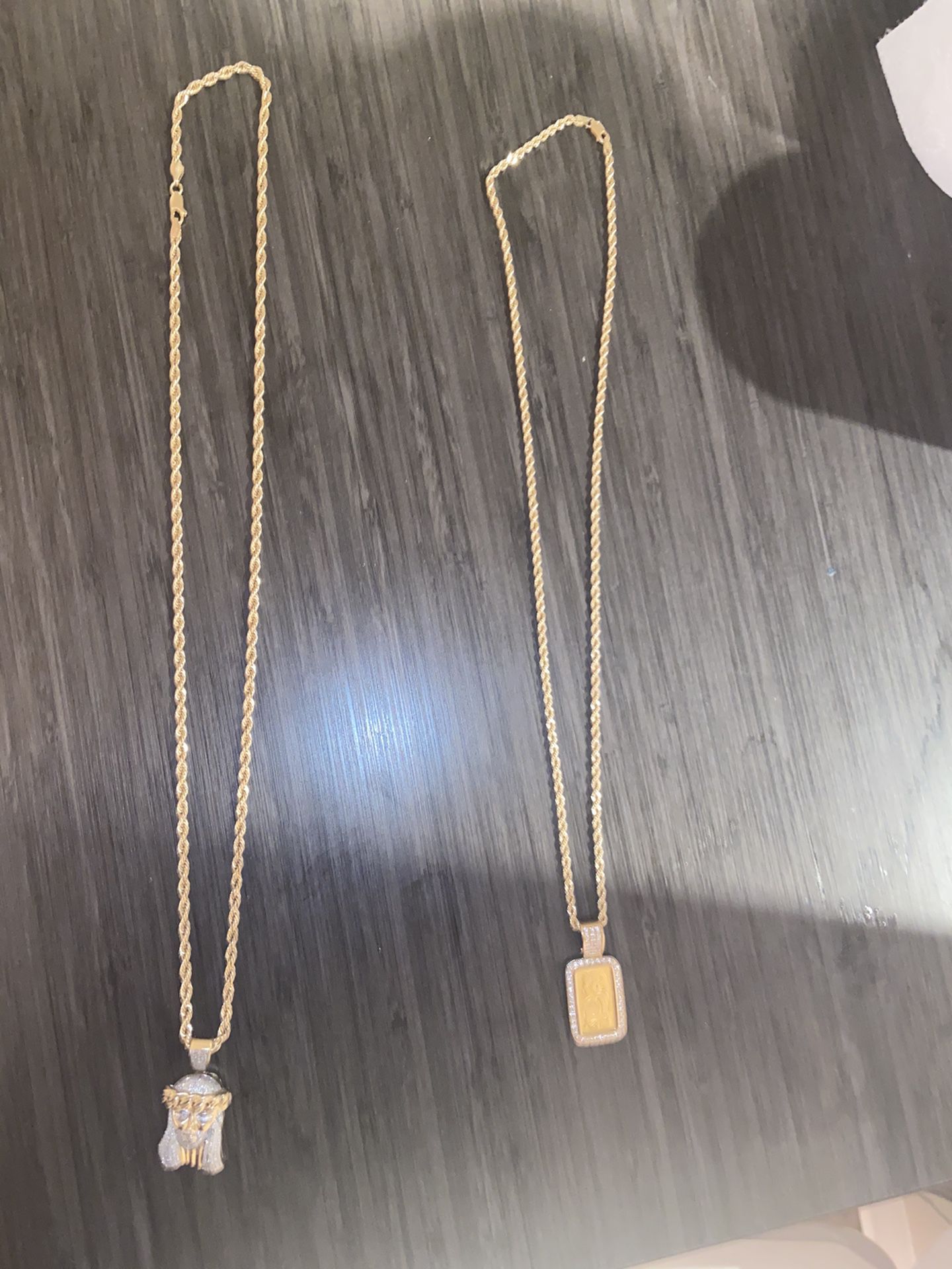 Two 14k Gold Chains W/ Pendants