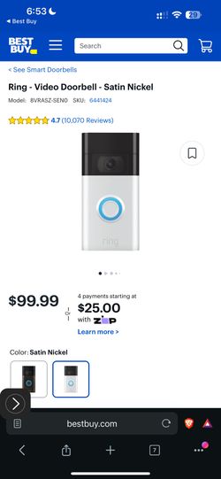 New Ring - Video Doorbell - Satin Nickel 