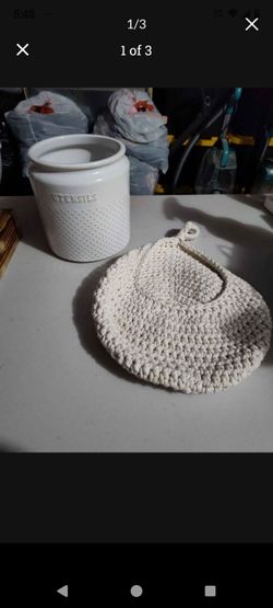 Utensils holder and hanging fruit basket $13 for both