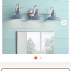 Slate Blue Bathroom Three Vanity Light