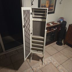 Full Length Jewelry Armoires Mirror - WHITE 