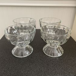 Dessert Bowls – Set Of Four, Glass, Footed, 5 Inches Across By 4 1/2 Inches Tall