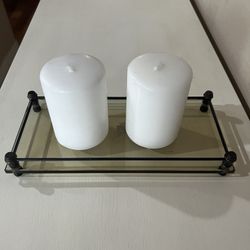 Glass Tray With Candle Decor