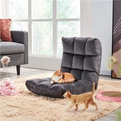 Floor Folding Chair with Back Support, Padded Folding Gaming Sofa Chair with 14 Adjustable Backrest, Adults Couch Recliner, Floor Seating Lounge Chair