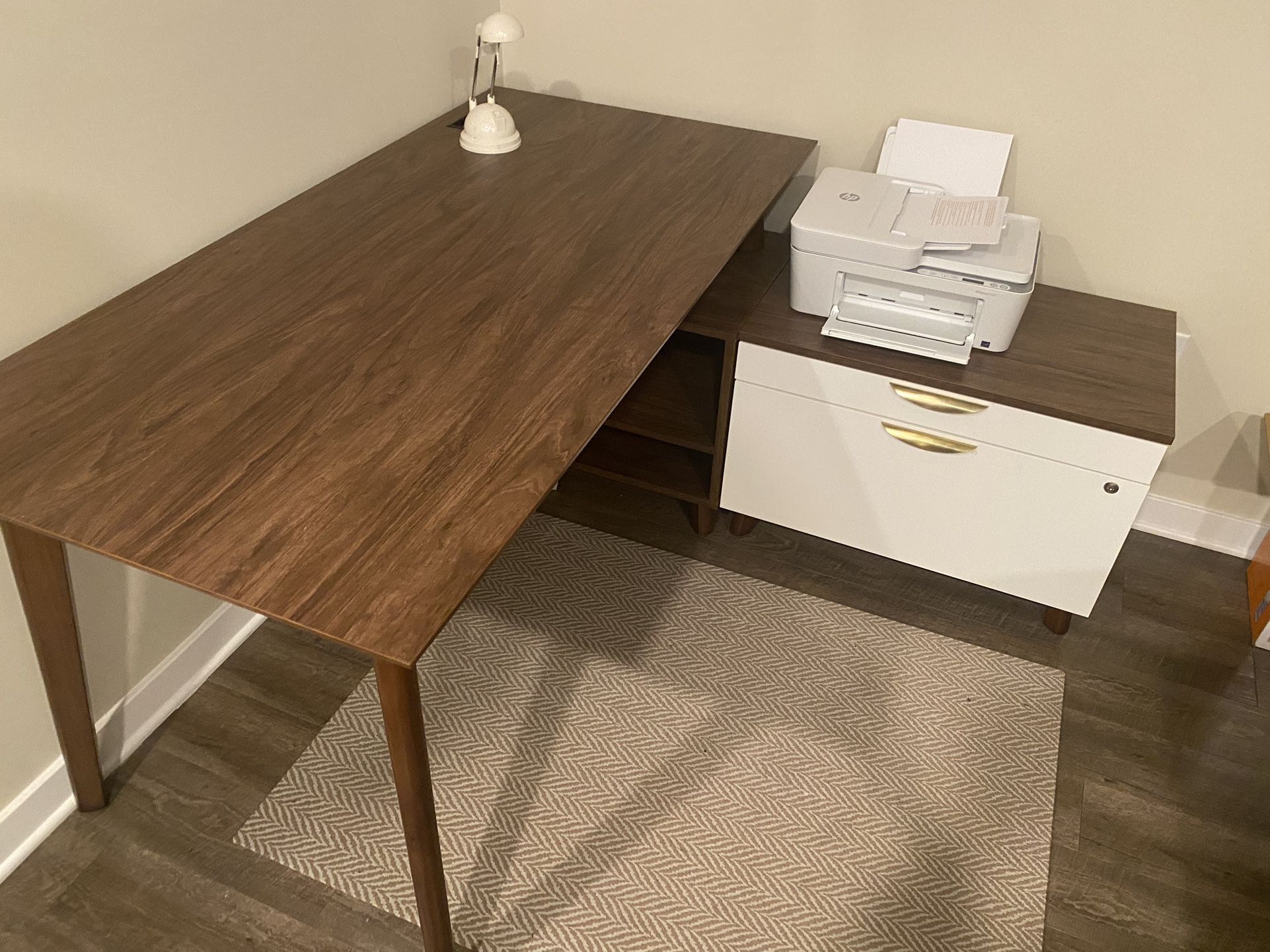 Detachable Corner  Desk & File Cabinet Set