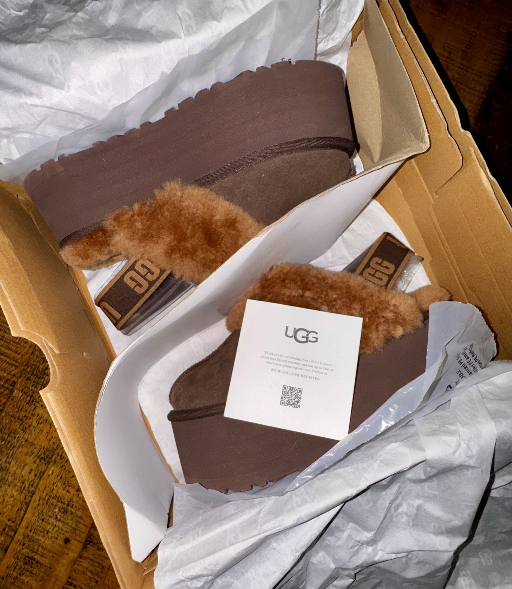 Women's UGG Funkette Slipper in the Burnt Cedar color