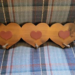 Wooden Heart Hat Hanger, Wooden Heart Key Holder,