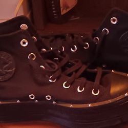Converse Size 8.5 Spiked Black High Tops