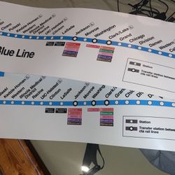 Blue line cta Rail Maps (original Print)