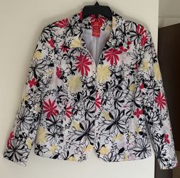 Vintage Oscar de la Renta Floral Full-Zip Blazer/Jacket DopamineDressing Size 16