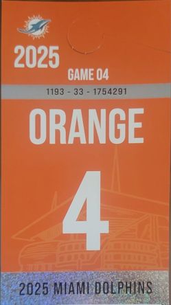 Orange Parking Pass - Dolphins 